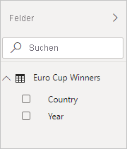 Screenshot des Bereichs „Felder“ mit den Feldern „Euro Cup Winners“, „Land/Region“ und „Jahr“.