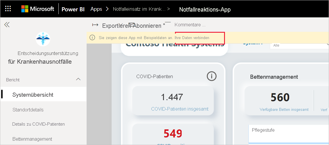 Hospital Emergency Response Decision Support Dashboard app connect your data link