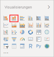 Screenshot des Bereichs „Visualisierungen“ mit hervorgehobener Option „Gestapeltes Säulendiagramm“.