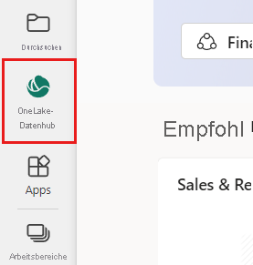 Screenshot: OneLake-Datenhub im Navigationsbereich