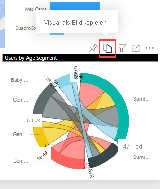 Screenshot eines visuellen Elements mit hervorgehobenem Symbol „Visuelles Element als Bild kopieren“