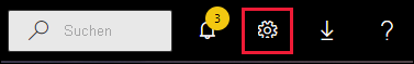 Screenshot der Power BI-Menüleiste. Darin werden das Suchfeld und einige Symbolschaltflächen angezeigt. Das Zahnradsymbol ist hervorgehoben.