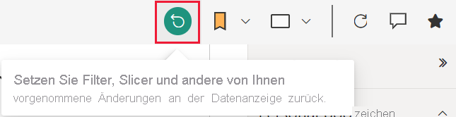 Screenshot: Schaltfläche zum Zurücksetzen in der Aktionsleiste.