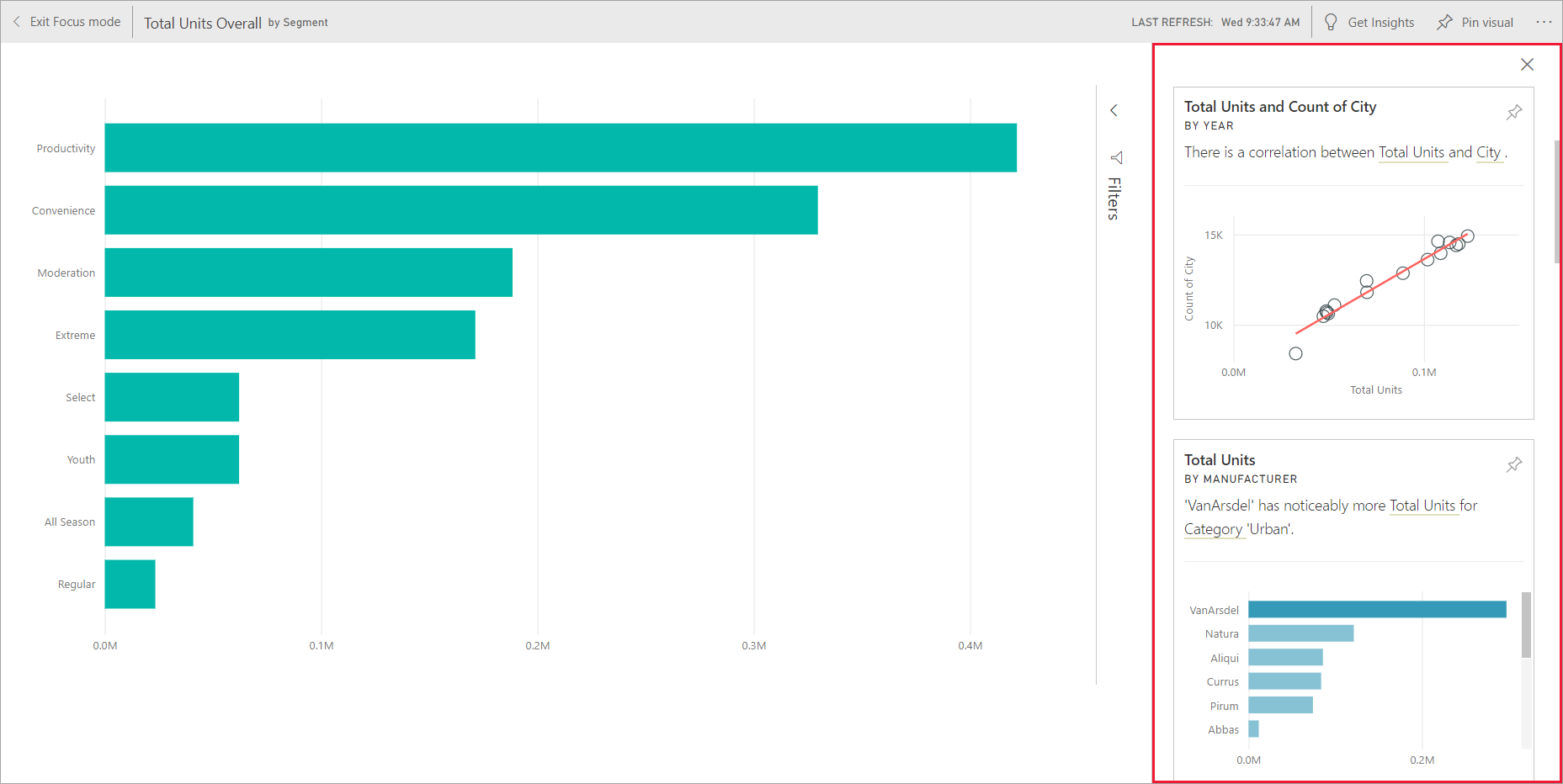 Screenshot einer Kachel und der Insights-Karten.