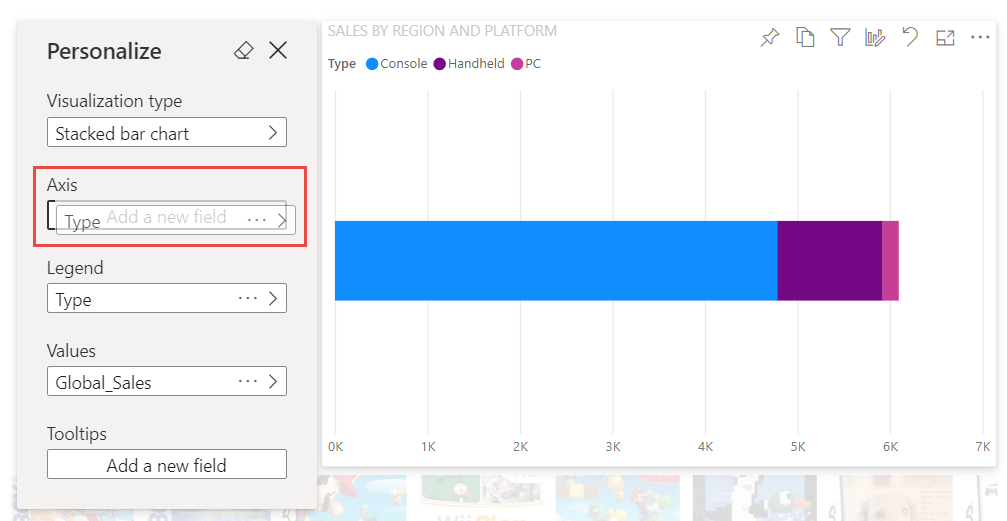 Screenshot des Bereichs „Personalisieren“ mit hervorgehobenen Option „Achse“