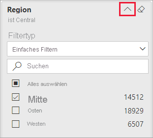 Screenshot eines erweiterten Filters und einem Pfeil neben dem hervorgehobenen Filternamen