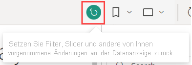 Screenshot der oberen Menüleiste mit ausgewähltem Symbol „Auf Standard zurücksetzen“