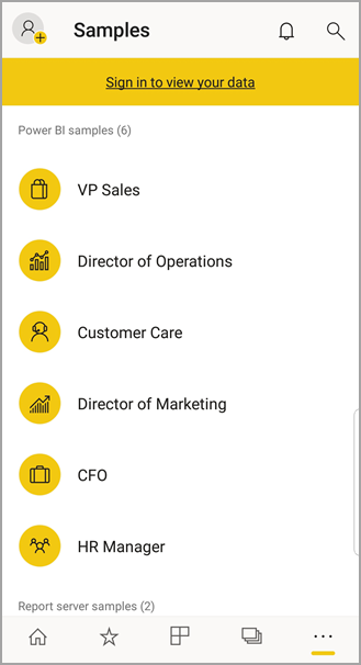 Power BI mobile samples