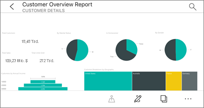 Screenshot eines Berichtsserverberichts in der mobilen Power BI-App