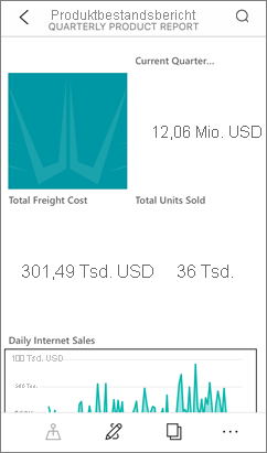 Screenshot eines für Mobilgeräte optimierten Power BI-Berichts