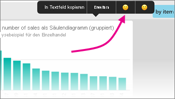 Screenshot eines Säulendiagramms mit einem Pfeil zum Feedbacksmiley