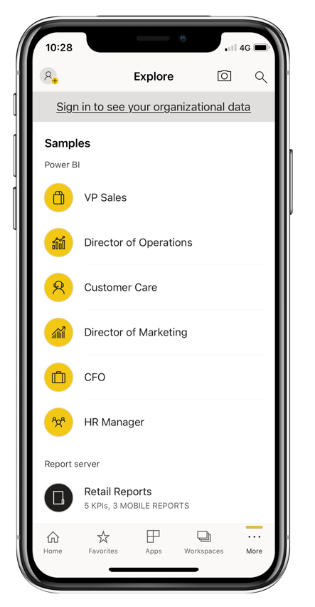 Beispiele für Power BI - Mobilgeräte