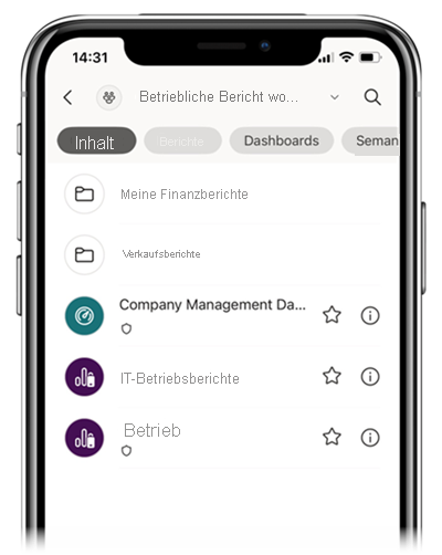 Screenshot der Ordner für die Inhaltsregisterkarten im Arbeitsbereich.