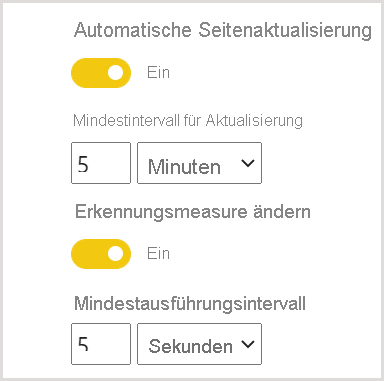 Einstellungen für die automatische Seitenaktualisierung im Kapazitätsverwaltungsportal