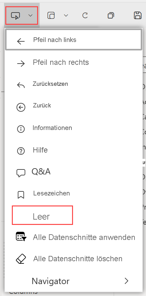 Screenshot: Auswählen der Schaltflächenoptionen.