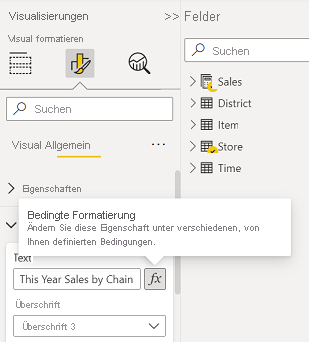 Screenshot der Power BI Desktop-Option für bedingte Formatierung.