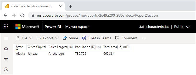 Screenshot der Zielseite des berichtsübergreifenden Drillthroughs in Power BI Desktop.