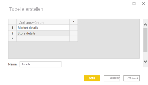 Screenshot: Fenster „Tabelle erstellen“.