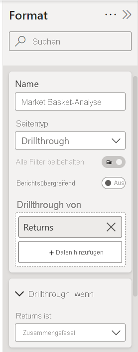 Screenshot von „Hinzufügen eines Measures zu einem Drillthrough“.