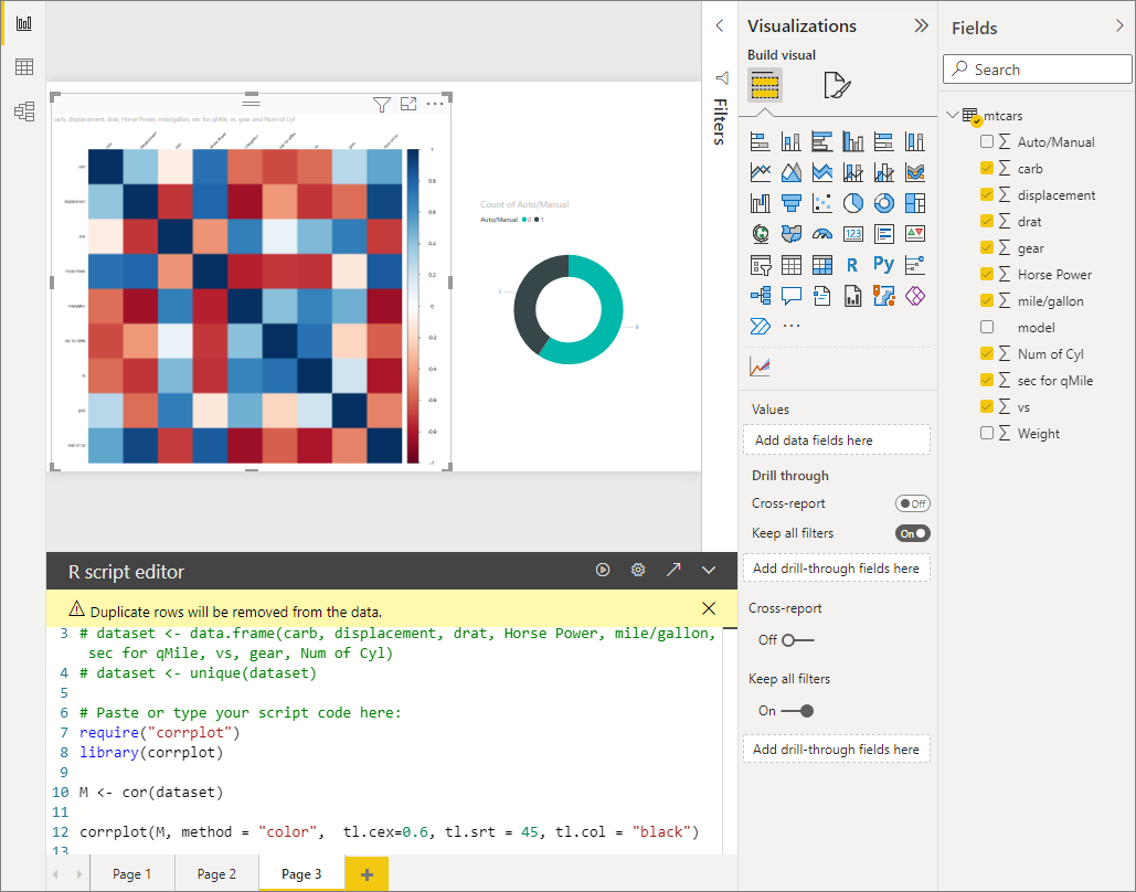 Screenshot des Korrelationsdiagramm-Codebeispiels.