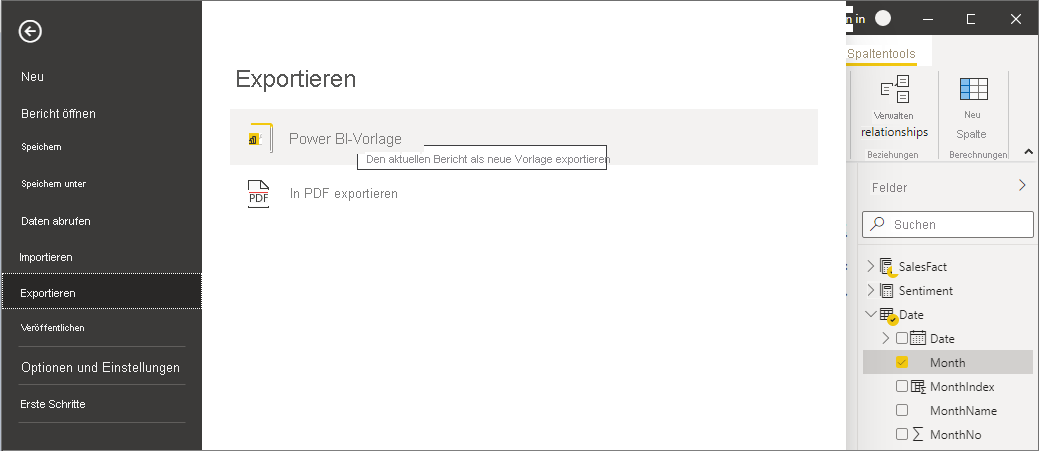 Screenshot von Power BI Desktop mit der Schaltfläche „Optionen“.