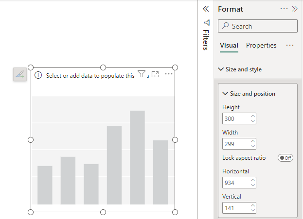 Screenshot, der die Formatierung eines leeren visuellen Elements zeigt.