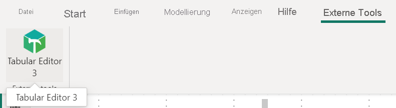 Screenshot: „Tabular Editor“ im Menüband „Externe Tools“.