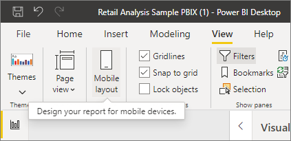 Screenshot: Schaltfläche „Layout auf Mobilgeräten“ im Menü „Ansicht“