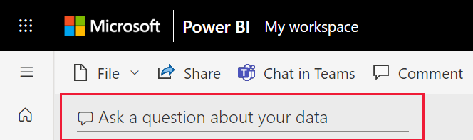 Screenshot, der das Power BI Q&A-Feld hervorhebung.