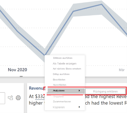 Screenshot of Quick insights to explain the decrease.