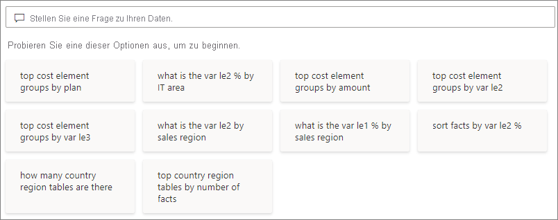 Screenshot that shows selecting Top cost element groups by plan.