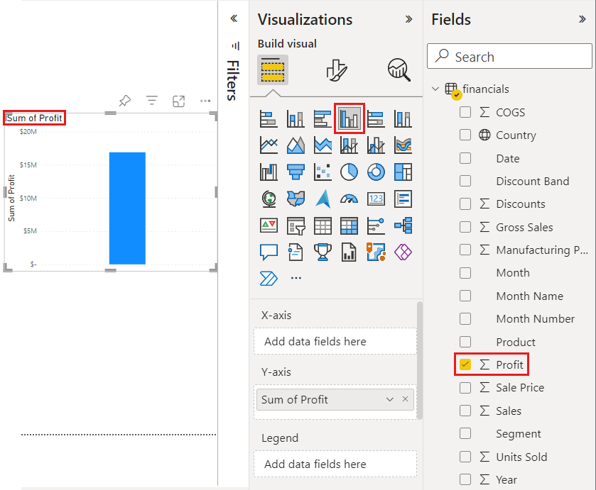 Screenshot: Säulendiagramm mit einer Säule