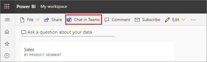 Screenshot: Mein Arbeitsbereich mit hervorgehobener Option „Chat in Teams“