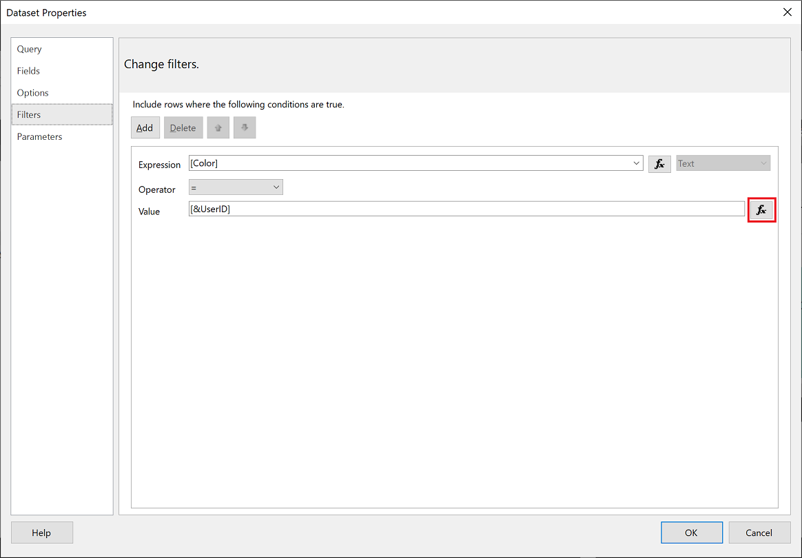 Wert in Power BI Report Builder