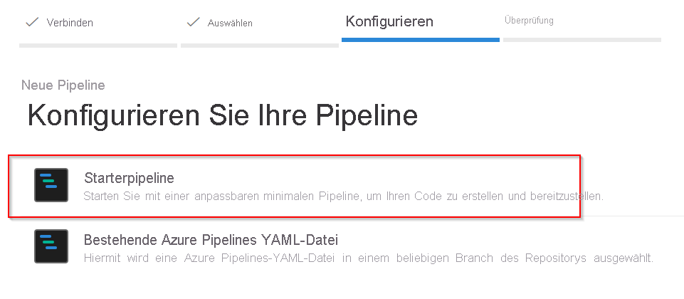 Screenshot: Ausgewähltes Starterpipelinesymbol