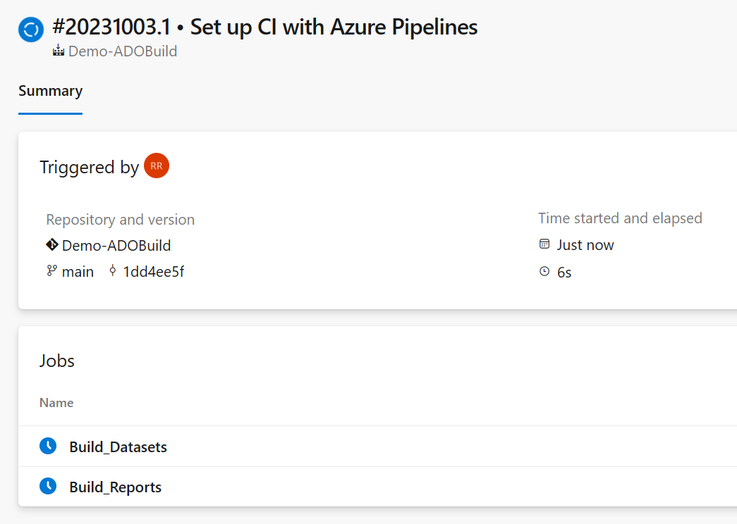 Screenshot: Azure DevOps mit ausgeführter Pipeline