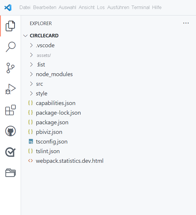 Screenshot: Vs-Codefenster, das für den Ordner „CircleCard“ geöffnet wurde