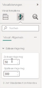 Screenshot: Formatbereich mit Option zum Festlegen der Datenreduzierungszahl