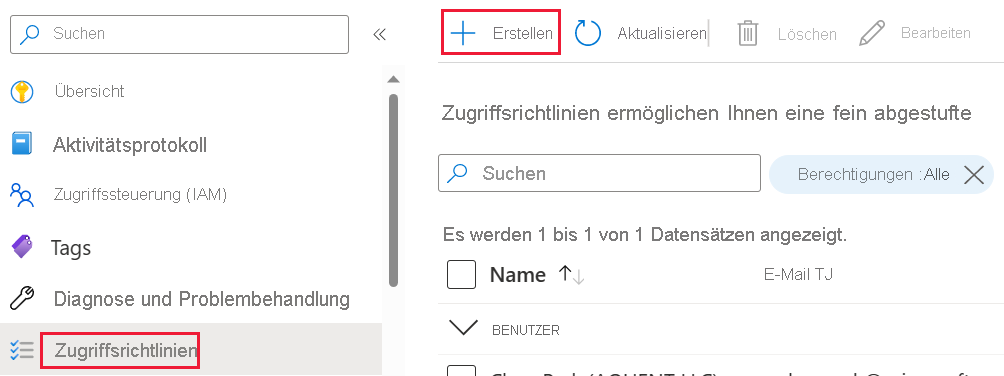 Screenshot der Schaltfläche „Erstellen