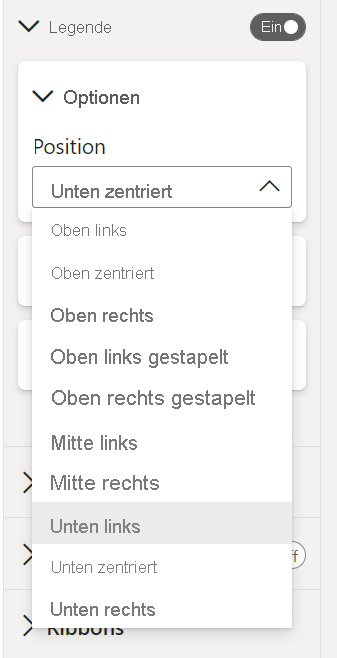 Screenshot der neuen Optionen für die Legendenposition