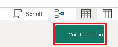 Screenshot der Schaltfläche „Veröffentlichen“ im Power Query Online-Editor.