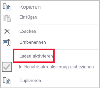 Screenshot von Power Query mit der Option „Laden aktivieren“