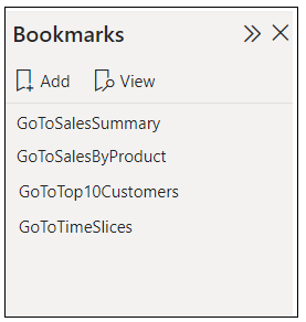 Screenshot shows the Bookmarks pane with several values.