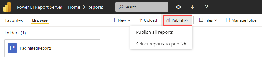 Screenshot: Option für das Migrieren in Power BI-Berichtsserver.