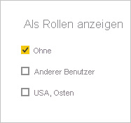 Screenshot des Fenster „Als Rolle anzeigen“ mit Auswahl von „Keine“.