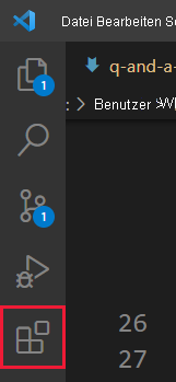 Screenshot of the left menu in Visual Studio Code with the Extensions icon highlighted.