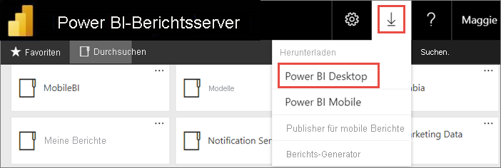 Download Power BI Desktop from the web portal