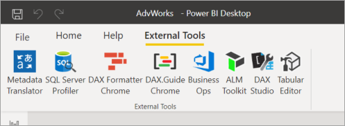 Screenshot of the external tools ribbon with the tool icons.