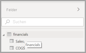 Screenshot des ursprünglichen Tooltips für eine Tabelle in Power BI Desktop.