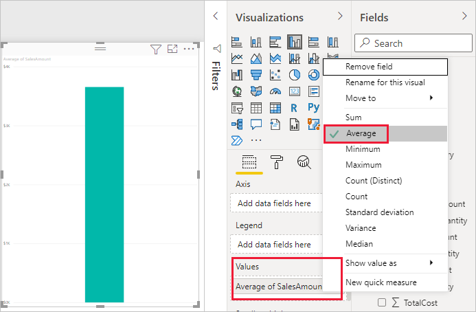 Screenshot des Mittelwertdiagramms „SalesAmount“